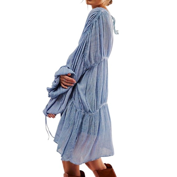 FREE PEOPLE JULIET KIMONO BLUE ONE SIZE - Picture 4 of 12